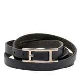 エルメス アピ 4連 ロング ブレスレット ブラック レザー レディース HERMES 【中古】