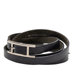 エルメス アピ 4連 ロング ブレスレット ブラック レザー レディース HERMES 【中古】