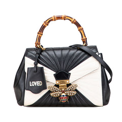 グッチ バンブー クイーンマーガレット ハンドバッグ ショルダーバッグ 2WAY 476531 ブラック ほ レザー レディース GUCCI 【中古】