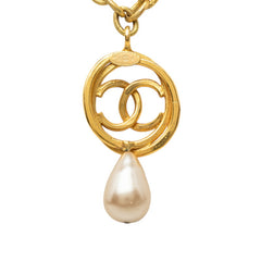 シャネル ココマーク ヴィンテージ ネックレス 28 ゴールド メッキ フェイクパール レディース CHANEL 【中古】