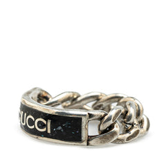 グッチ ロゴ リング 指輪 チェーンリング サイズ 20 678711 シルバー ブラック SV925 シルバー レディース GUCCI 【中古】