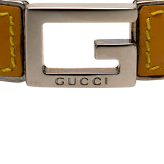 グッチ Gロゴ バングル シルバー イエロー パテントレザー メタル メンズ GUCCI 【中古】