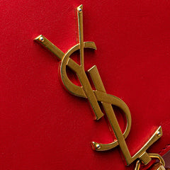 サンローラン ケイト YSLロゴ チェーンショルダーバッグ レッド ゴールド レザー レディース SAINT LAURENT 【中古】