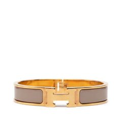 エルメス クリックH PM ブレスレット ゴールド グレージュ メッキ エナメル レディース HERMES 【中古】