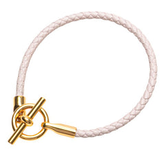 エルメス グレナン ブレスレット ピンク ゴールド レザー メッキ レディース HERMES 【中古】