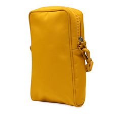 フェンディ FFロゴ ショルダーバッグ 7AS056 イエロー ナイロン レザー レディース FENDI 【中古】