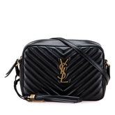 サンローラン ルー Vステッチ タッセル ショルダーバッグ カメラバッグ 574494 ブラック レザー レディース SAINT LAURENT 【中古】