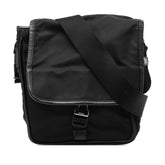 プラダ 三角ロゴプレート 斜め掛け ショルダーバッグ ブラック ナイロン レザー メンズ PRADA 【中古】