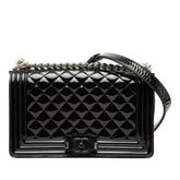 シャネル ココマーク ボーイシャネル チェーン ショルダーバッグ ブラック エナメル レディース CHANEL 【中古】