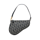 ディオール トロッター サドルバッグ ワンショルダーバッグ ハンドバッグ ネイビー キャンバス レザー レディース Dior 【中古】