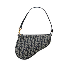 ディオール トロッター サドルバッグ ワンショルダーバッグ ハンドバッグ ネイビー キャンバス レザー レディース Dior 【中古】
