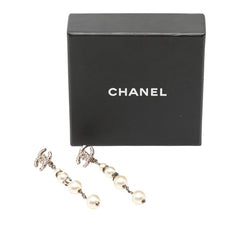 シャネル ココマーク 4連パール イヤリング 17K刻印 シルバー メタル フェイクパール ラインストーン レディース CHANEL 【中古】