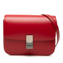 セリーヌ クラシックボックス ミディアム 斜めかけ ショルダーバッグ レッド レザー レディース CELINE 【中古】