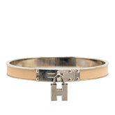 エルメス ケリーバングル カデナ モチーフ バングル シルバー ベージュ メタル レザー レディース HERMES 【中古】
