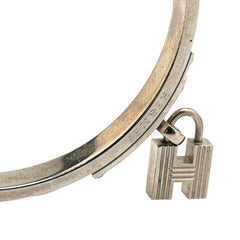 エルメス ケリーバングル カデナ モチーフ バングル シルバー ベージュ メタル レザー レディース HERMES 【中古】