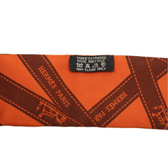 エルメス ツイリー ボルデュック柄 スカーフ オレンジ ブラウン シルク レディース HERMES 【中古】