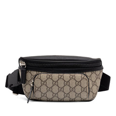 グッチ GGスプリーム ボディバッグ ウエストバッグ 779877 ベージュ ブラック PVC レザー レディース GUCCI 中古