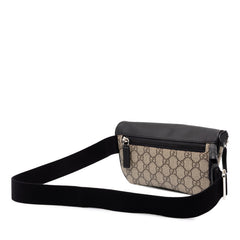 グッチ GGスプリーム ボディバッグ ウエストバッグ 779877 ベージュ ブラック PVC レザー レディース GUCCI 中古