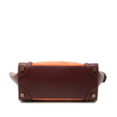 セリーヌ ラゲージ マイクロショッパー ハンドバッグ ワインレッド オレンジ レザー スウェード レディース CELINE 【中古】