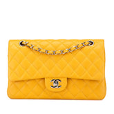 シャネル マトラッセ ココマーク Wフラップ チェーン ショルダーバッグ イエロー シルバー ラムスキン レディース CHANEL 【中古】