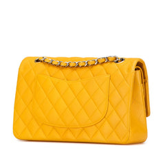 シャネル マトラッセ ココマーク Wフラップ チェーン ショルダーバッグ イエロー シルバー ラムスキン レディース CHANEL 【中古】