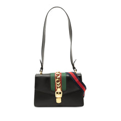 グッチ シルヴィ シェリーライン ショルダーバッグ 421882 ブラック レザー レディース GUCCI 【中古】
