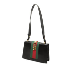 グッチ シルヴィ シェリーライン ショルダーバッグ 421882 ブラック レザー レディース GUCCI 【中古】