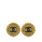 シャネル ヴィンテージ ココマーク ラウンド イヤリング ゴールド ブラック メッキ レディース CHANEL 【中古】