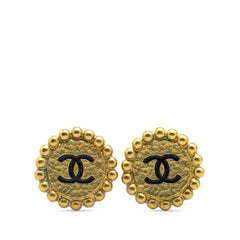 シャネル ヴィンテージ ココマーク ラウンド イヤリング ゴールド ブラック メッキ レディース CHANEL 【中古】