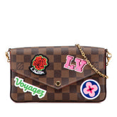 ルイ ヴィトン ダミエ パッチーズ ポシェットフェリシー チェーン ショルダーバッグ M60129 ブラウン PVC レザー レディース LOUIS VUITTON 【中古】