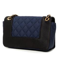 シャネル マトラッセ ココマーク 斜め掛け チェーン ショルダーバッグ ネイビー ブラック ナイロン レディース CHANEL 中古