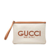 グッチ GGスプリーム ロゴプリント クラッチバッグ セカンドバッグ 777165 アイボリー ブラウン キャンバス レザー PVC レディース GUCCI 中古