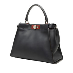 フェンディ ピーカブー レギュラー ハンドバッグ ショルダーバッグ 2WAY 8BN290 ネイビー系 レッド レザー レディース FENDI 【中古】
