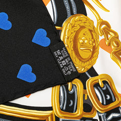 エルメス カレ90 BRIDES de GALA LOVE 式典用の馬勒 スカーフ ブラック マルチカラー シルク レディース HERMES 【中古】
