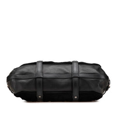 セリーヌ マカダム トリオンフ ハンドバッグ ショルダーバッグ 2WAY ブラック レザー ハラコ レディース CELINE 【中古】