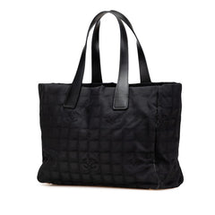シャネル ニュートラベルライン トートMM トートバッグ ブラック ナイロン レザー レディース CHANEL 【中古】
