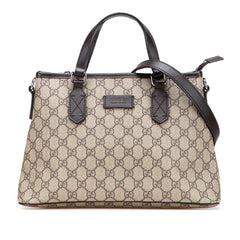 グッチ GGスプリーム トートバッグ ショルダーバッグ 2WAY 429019 ベージュ ブラウン PVC レザー レディース GUCCI 【中古】