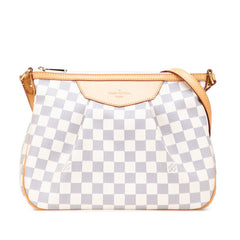 ルイ ヴィトン ダミエ アズール シラク―サPM 斜め掛け ショルダーバッグ N41113 ホワイト PVC レザー レディース LOUIS VUITTON 【中古】