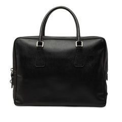 プラダ 三角ロゴプレート サフィアーノ ハンドバッグ ブリーフケース ブラック レザー レディース PRADA 中古