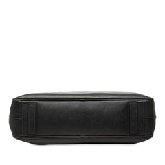 プラダ 三角ロゴプレート サフィアーノ ハンドバッグ ブリーフケース ブラック レザー レディース PRADA 中古