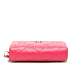 シャネル マトラッセ ココマーク カードケース コインケース 名刺入れ ピンク ゴールド金具 キャビアスキン レディース CHANEL 中古