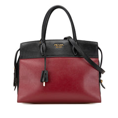 プラダ エスプラナード ハンドバッグ ショルダーバッグ 2WAY 1BA045 レッド ブラック サフィアーノレザー レディース PRADA 【中古】