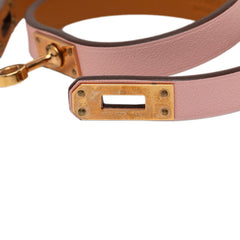 エルメス ミニケリー ドゥブルトゥール ブレスレット サイズ:T2 ピンク ゴールド レザー メッキ レディース HERMES 【中古】