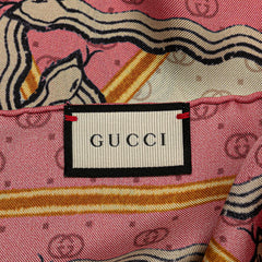 グッチ GGスネーク 蛇 幾何学模様 スカーフ ピンク ゴールド マルチカラー シルク レディース GUCCI 【中古】