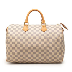 ルイ ヴィトン ダミエ アズール スピーディ35 ハンドバッグ ボストンバッグ N41535 ホワイト PVC レザー レディース LOUIS VUITTON 【中古】