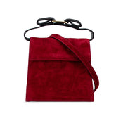 サルヴァトーレフェラガモ ヴァラリボン ハンドバッグ ショルダーバッグ 2WAY レッド ブラック スウェード レディース Salvatore Ferragamo 【中古】