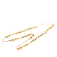 シャネル チェーン ロング ネックレス 2連 ゴールド メッキ フェイクパール レディース CHANEL 【中古】