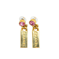 シャネル ロゴ ピアス ゴールド ピンク メッキ レディース CHANEL 【中古】