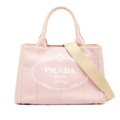 プラダ カナパ ミニ ハンドバッグ ショルダーバッグ 2WAY 1BG439 ピンク キャンバス レディース PRADA 【中古】
