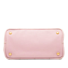 プラダ カナパ ミニ ハンドバッグ ショルダーバッグ 2WAY 1BG439 ピンク キャンバス レディース PRADA 【中古】